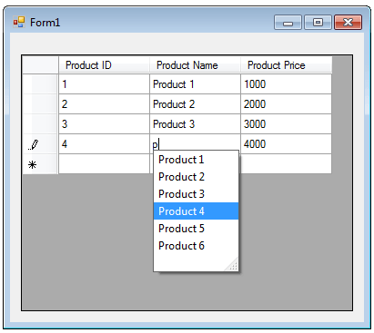 DataGridView Autocomplete TextBox in C#