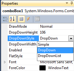 C# dropdownstyle