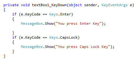 Textbox keydown event
