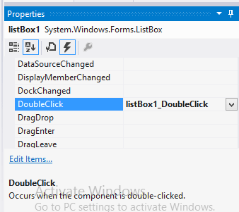 C# Listbox Double Click Event